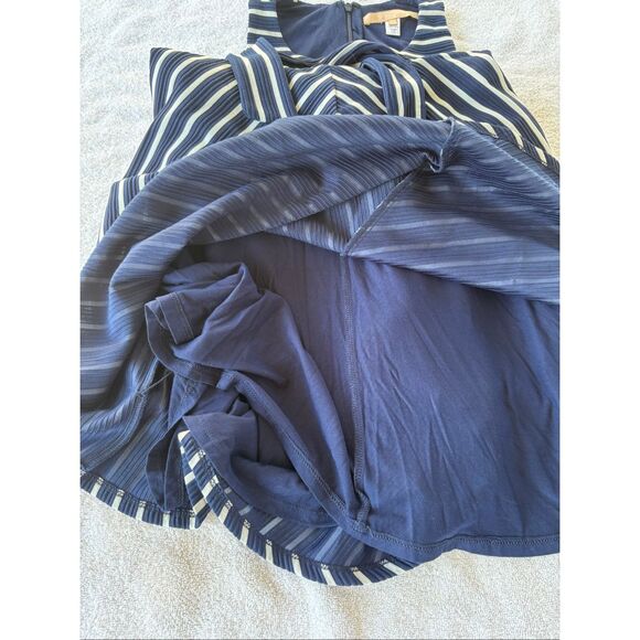 Anthropologie X Hutch Kinsley Blue/White Striped Cutout chevron Dress XS tie - Picture 12 of 13